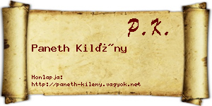 Paneth Kilény névjegykártya
